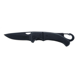 Couteau de poche Angus noir avec mousqueton gravé à votre prénom ou message