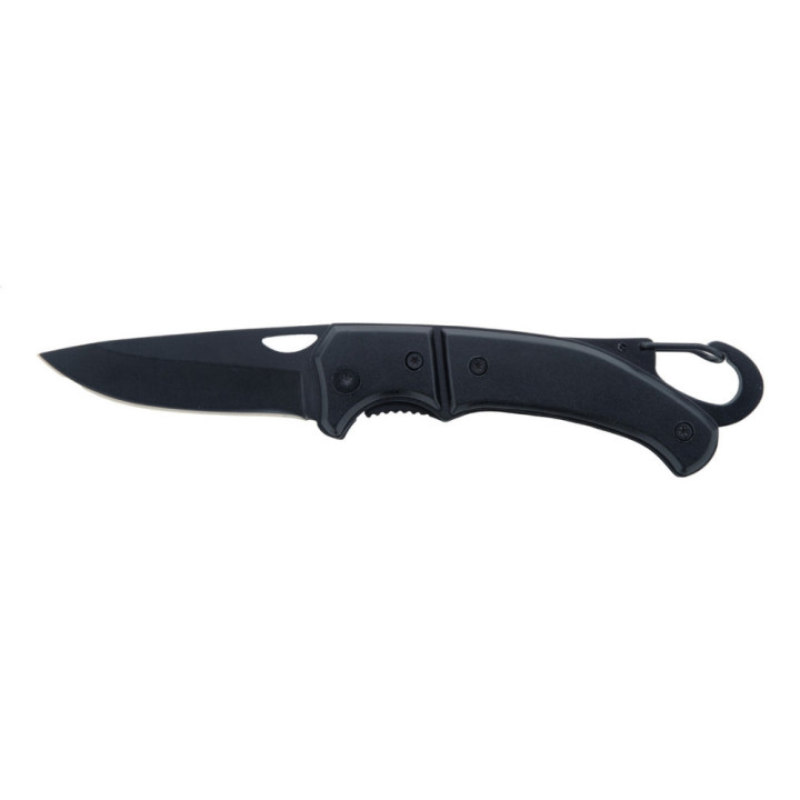 Couteau de poche Angus noir avec mousqueton gravé à votre prénom ou message