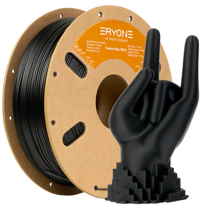 Filament PETG Fibre de Carbone Eryone 1,75 mm (1 kg) – Noir