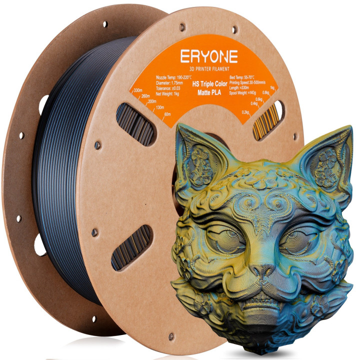 Filament PLA Mat Haute Vitesse Tricolore Eryone 1,75 mm (1 kg)