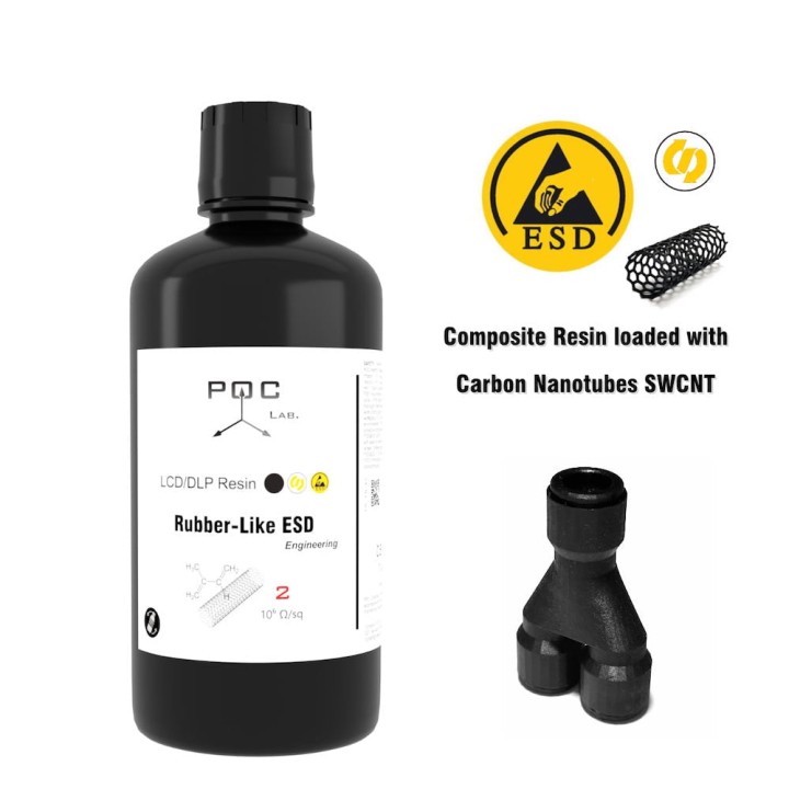 Poc Lab - Résine UV Rubber-Like ESD - Noir - 0,5 kg | Espace Maker