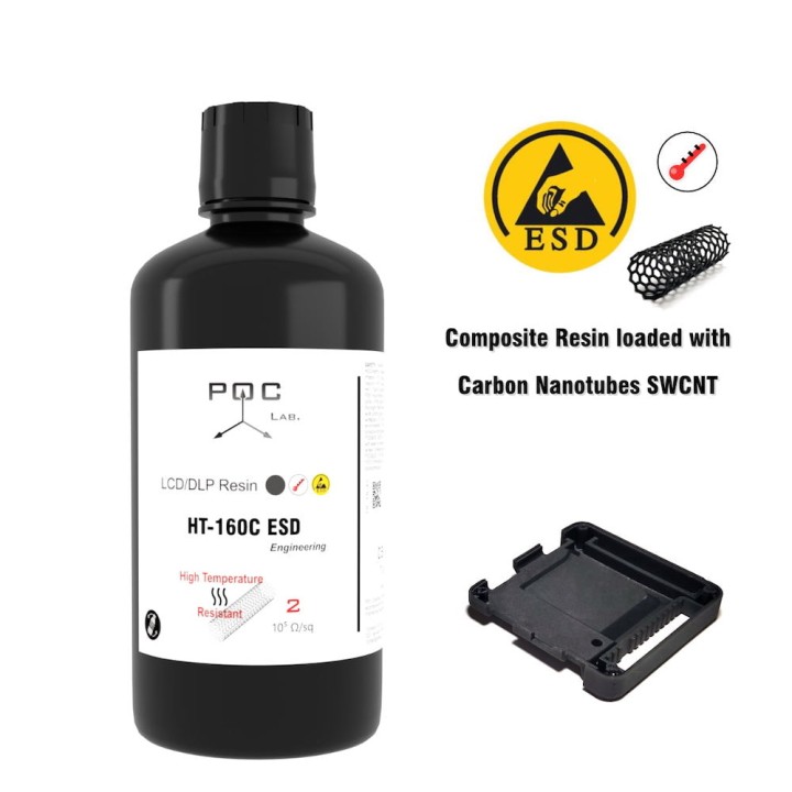 Poc Lab - Résine UV HT-160C ESD - Noir - 0,5 kg | Espace Maker