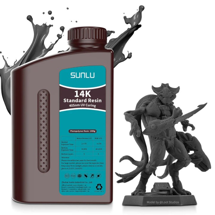 Sunlu - Résine Standard 14K - Gris Foncé (Dark Grey) - 1 kg | Espace M