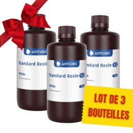 Pack Anycubic - 3x Standard Resin V2 - Blanc (White) - 1 kg | Espace M