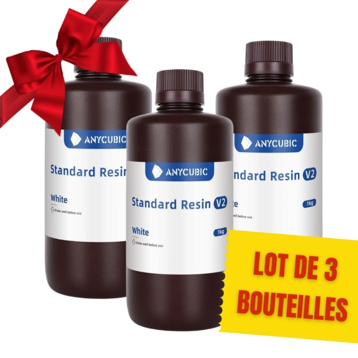 Pack Anycubic - 3x Standard Resin V2 - Blanc (White) - 1 kg | Espace M