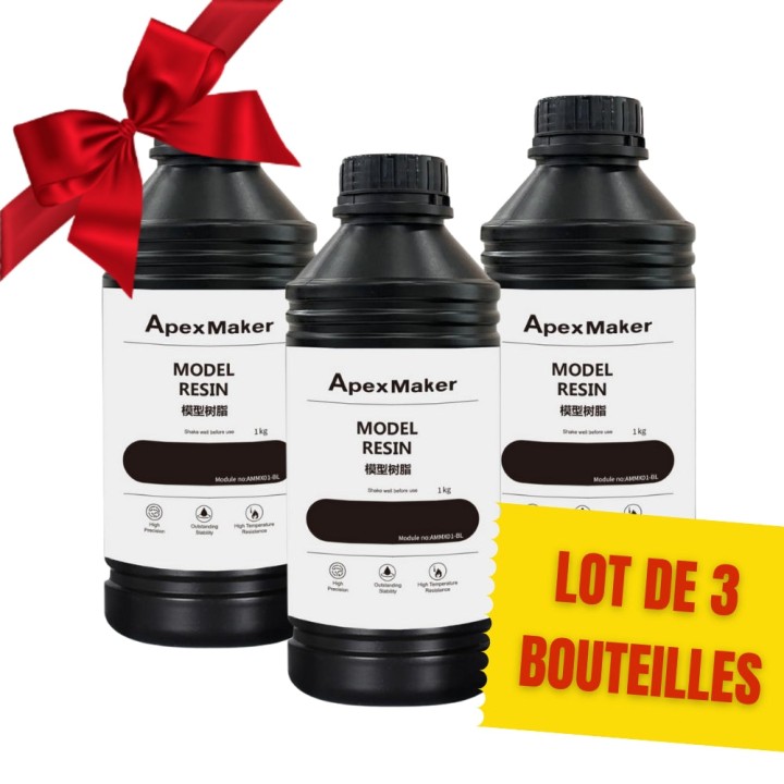 Pack ApexMaker - 3x Résine Standard (Model Resin) - Noir (Black) - 1 k