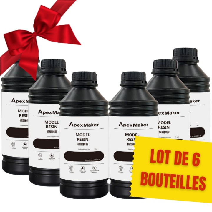 Pack ApexMaker - 6x Résine Standard (Model Resin) - Noir (Black) - 1 k