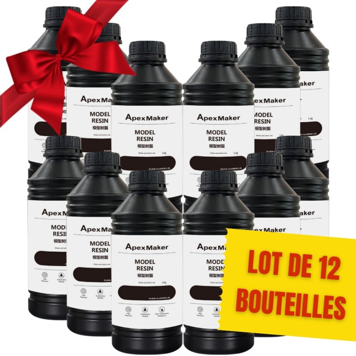 Pack ApexMaker - 12x Résine Standard (Model Resin) - Noir (Black) - 1 