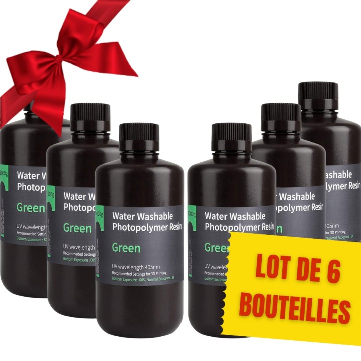 Pack ELEGOO - 6x Résine Water Washable - Vert (Green) - 1 kg | Espace 