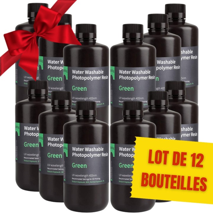 Pack ELEGOO - 12x Résine Water Washable - Vert (Green) - 1 kg | Espace