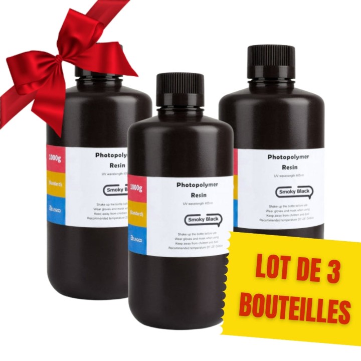 Pack ELEGOO - 3x Résine UV ABS-Like - Noir (Smoky Black) - 1 kg | Espa