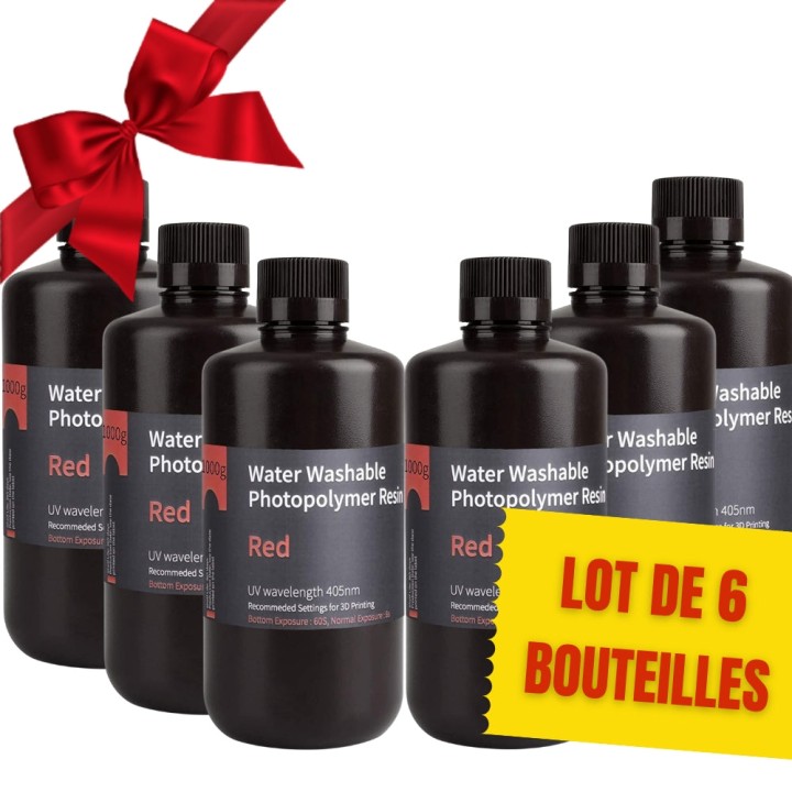 Pack ELEGOO - 6x Résine Water Washable - Rouge (Red) - 1 kg | Espace M