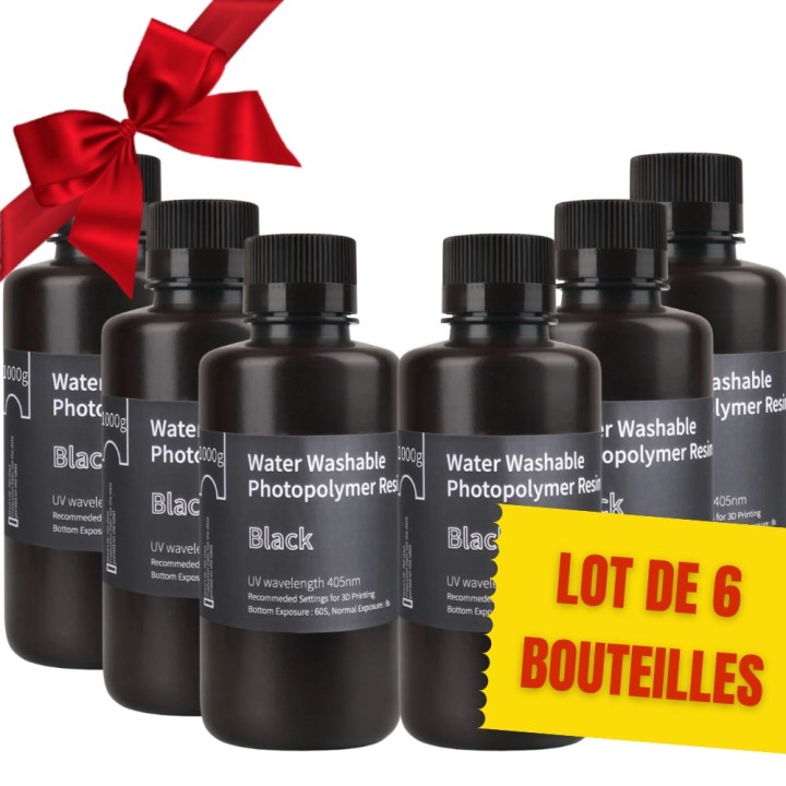 Pack ELEGOO - 6x Résine Water Washable - Noir (Black) - 1 kg | Espace 