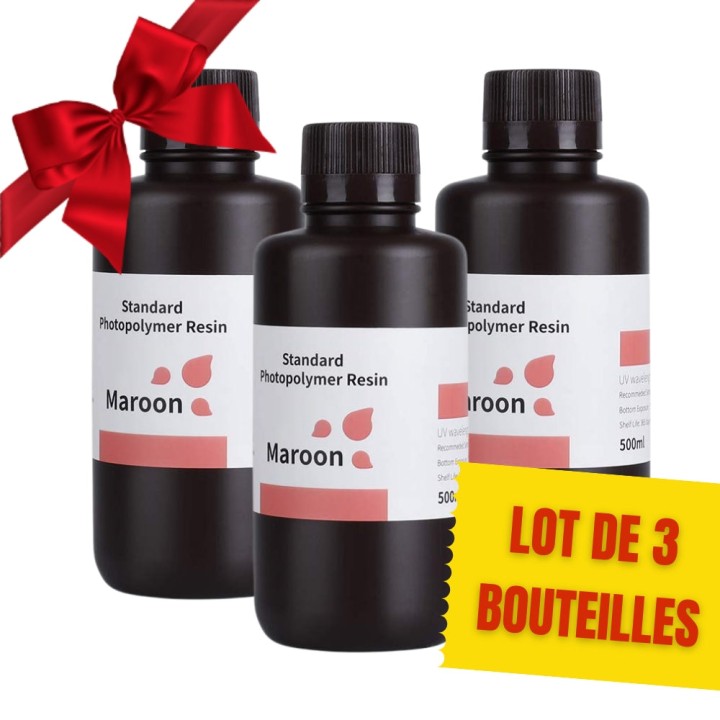 Pack ELEGOO - 3x Résine UV Standard - Bordeaux (Maroon) - 1 kg | Espac