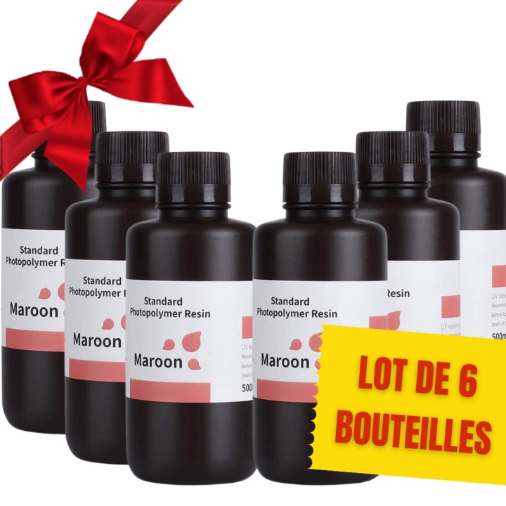 Pack ELEGOO - 6x Résine UV Standard - Bordeaux (Maroon) - 1 kg | Espac