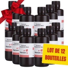 Pack ELEGOO - 12x Résine UV Standard - Bordeaux (Maroon) - 1 kg | Espa