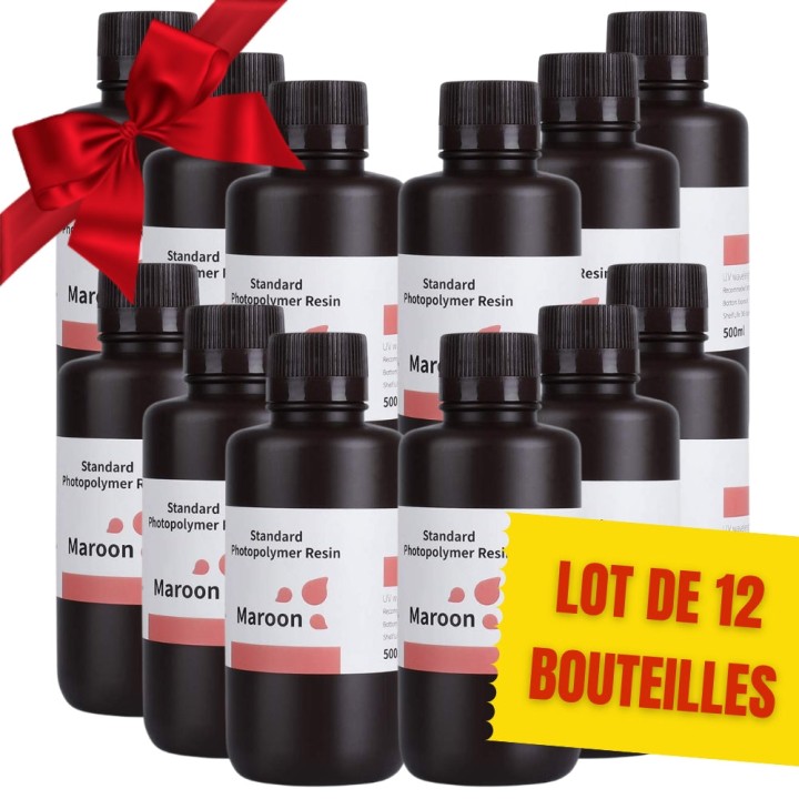 Pack ELEGOO - 12x Résine UV Standard - Bordeaux (Maroon) - 1 kg | Espa