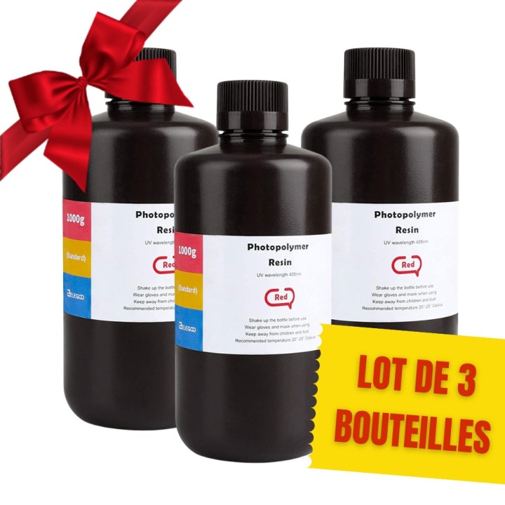 Pack ELEGOO - 3x Résine UV ABS-Like - Rouge (Red) - 1 kg | Espace Make