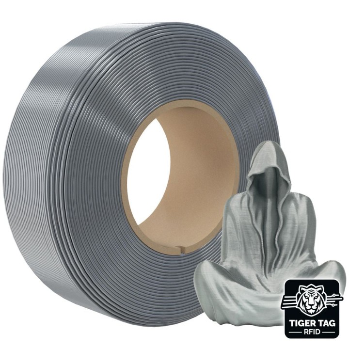 Jamg He - PLA Silk - Argent (Silver) - 1,75 mm - 1 kg - Refill avec RF