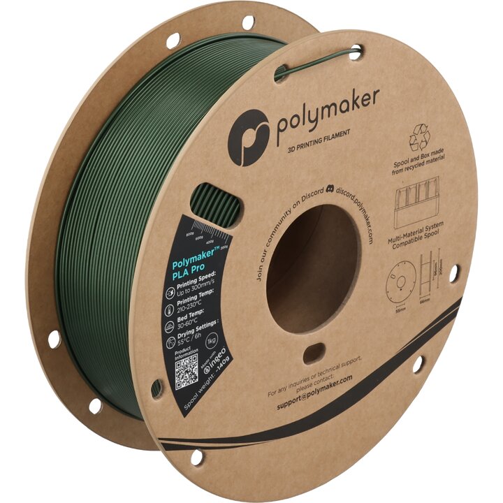 Polymaker - PLA Pro - Vert Métallique - 1,75 mm - 1 kg | Maison D