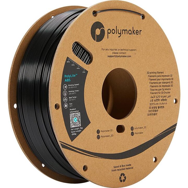 Polymaker - PolyLite ABS - Noir - 1.75 mm - 1 kg | Maison Drabiec