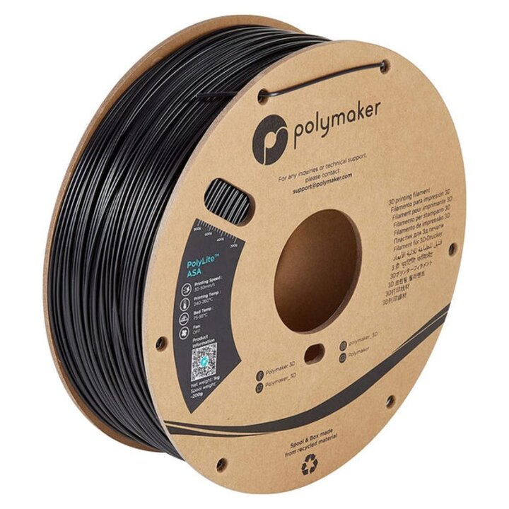Polymaker - PolyLite ASA - Noir - 1.75 mm - 1 kg | Maison Drabiec
