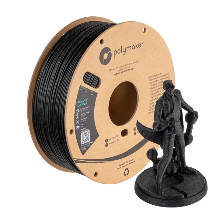 Polymaker - PolyLite LW-PLA - Noir - 1,75 mm - 800 g | Maison Dra