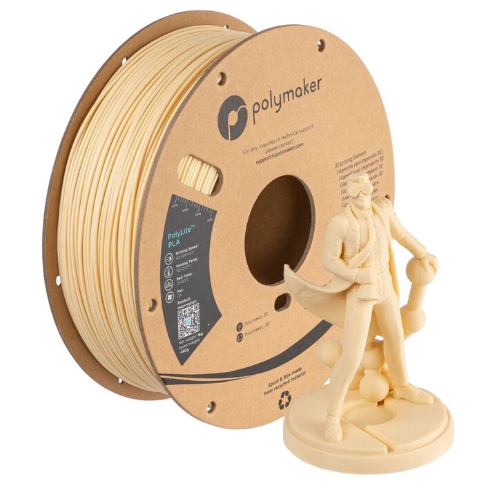 Polymaker - PolyLite PLA - Crème - 1,75 mm - 1 kg | Maison Drabie