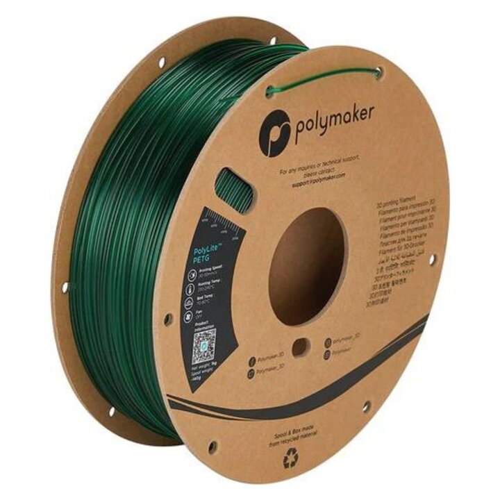 Polymaker - PolyLite Translucent PETG - Vert - 1,75 mm - 1 kg | M