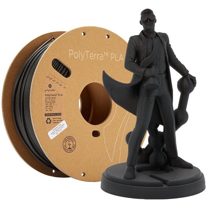Polymaker - PolyTerra PLA - Noir Charbon - 1,75 mm - 1 kg | Maiso