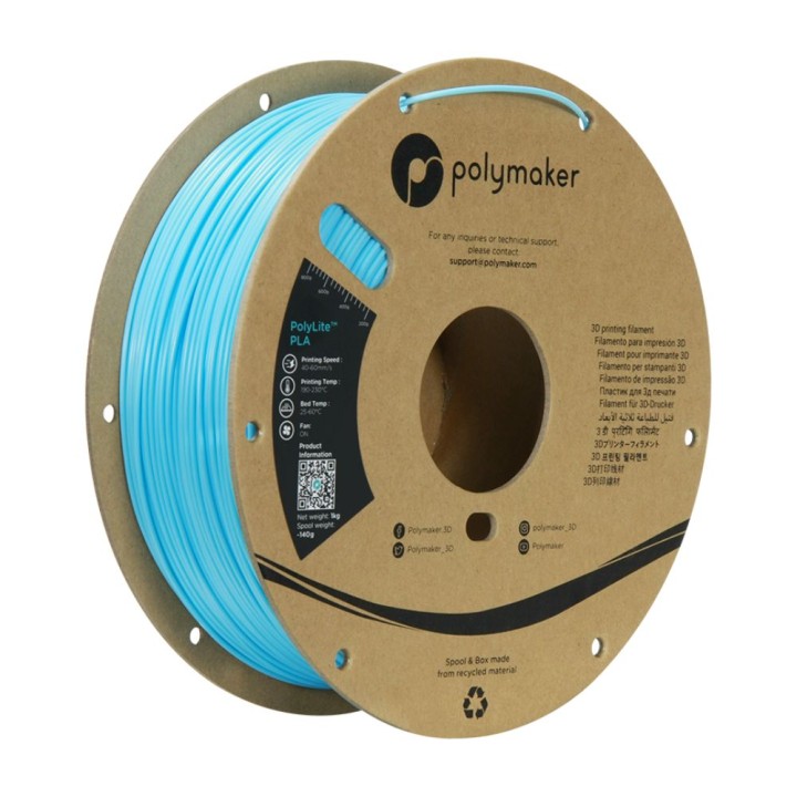 Polymaker - PolyLite PLA - Bleu Ciel (Sky Blue) - 1,75 mm - 1 kg | Esp