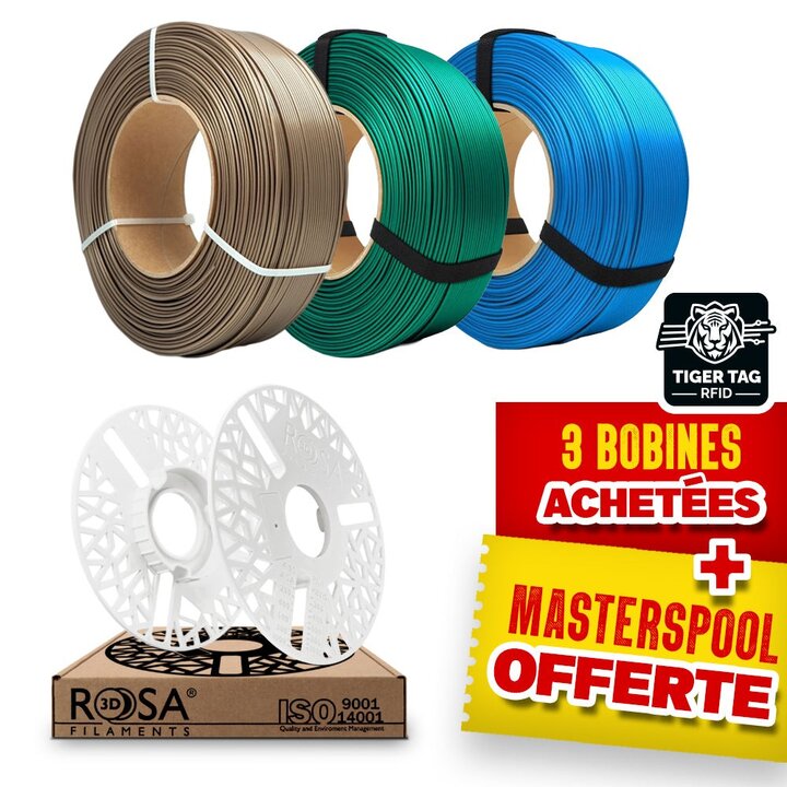Rosa3D - Pack Recharge Rosa3D - Perlé Satiné - PLA Starter x3 + M