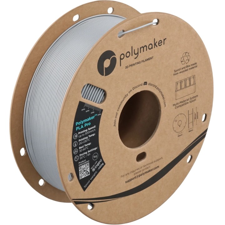 Polymaker - PLA Pro Metallic -  Argent (Silver) - 1,75 mm - 1 kg | Esp
