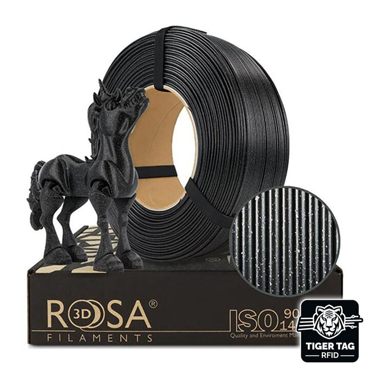 Rosa3D - PLA Galaxy - Noir - 1,75 mm - 1 kg Recharge avec RFID Ti