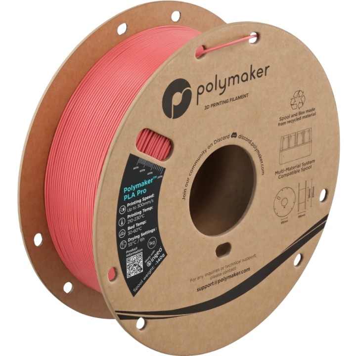Polymaker - PLA Pro - Rouge Clair (Light Red) - 1,75 mm - 1 kg | Espac