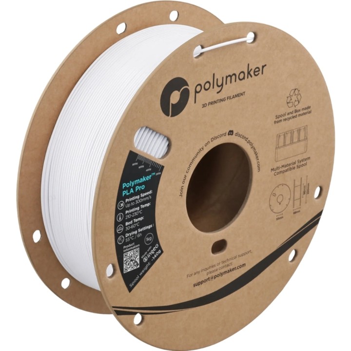 Polymaker - PLA Pro - Blanc Froid (Cold White) - 1,75 mm - 1 kg | Espa
