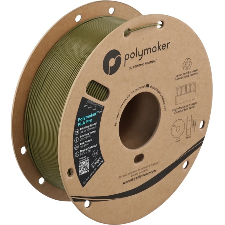 Polymaker - PLA Pro - Vert Armée (Army Green) - 1,75 mm - 1 kg | Espac