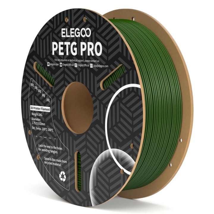 Elegoo - PETG Pro - Vert Olive (Olive Green) - 1,75 mm - 1 kg | Espace