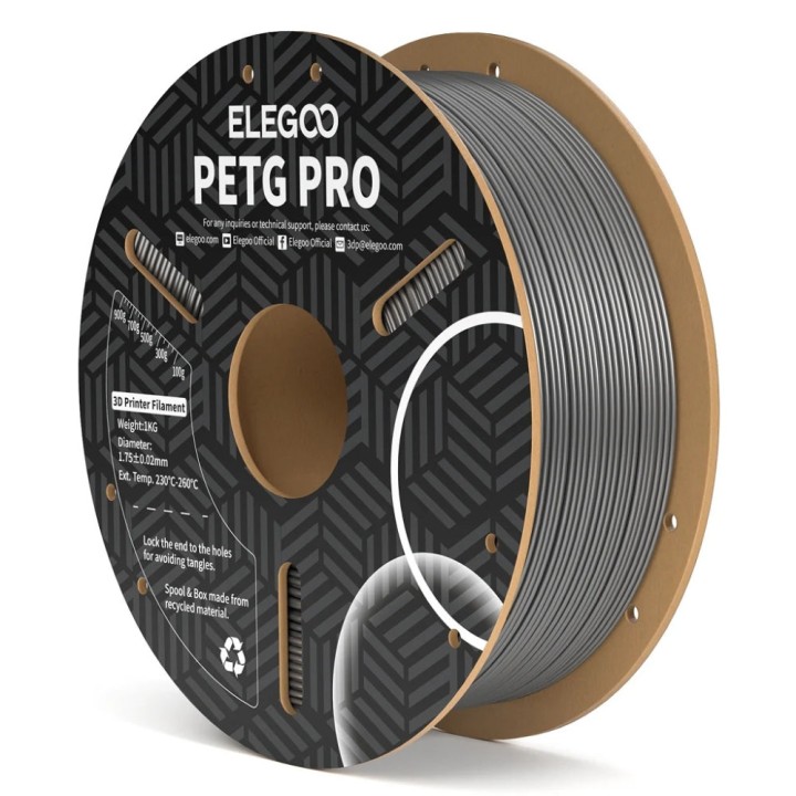 Elegoo - PETG Pro - Argent (Silver) - 1,75 mm - 1 kg | Espace Maker