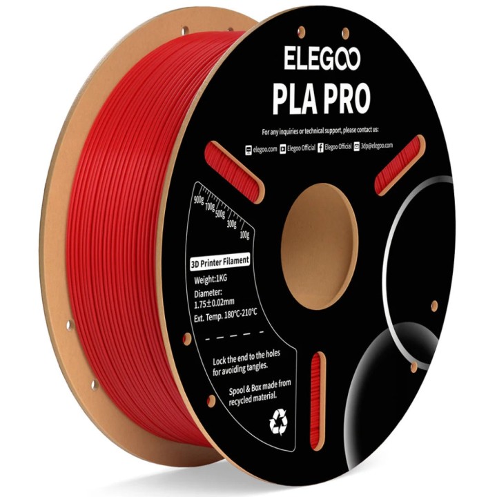 Elegoo - PLA Pro - Rouge Véritable (True Red) - 1,75 mm - 1 kg | Espac