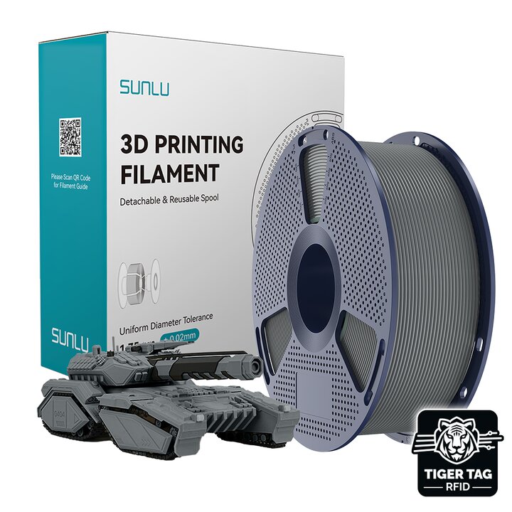 Filament Sunlu PLA Gris 1,75 mm - 1 kg avec RFID TigerTag