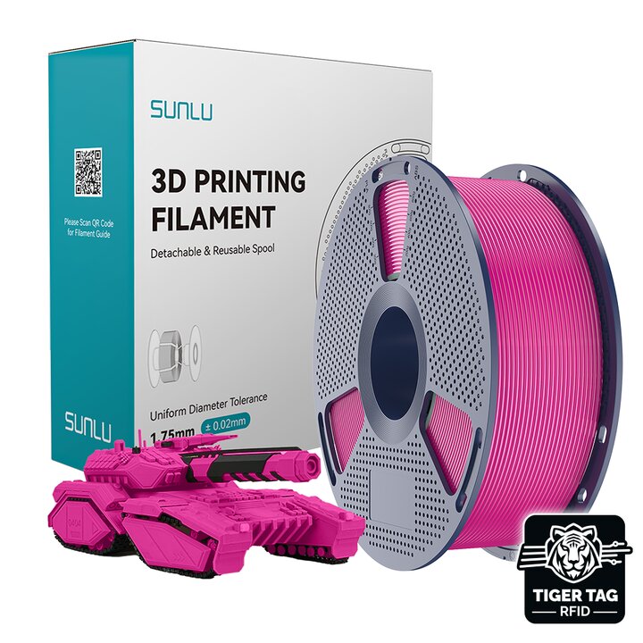 Sunlu PLA Magenta 1,75mm - 1kg avec RFID TigerTag - Impression 3D