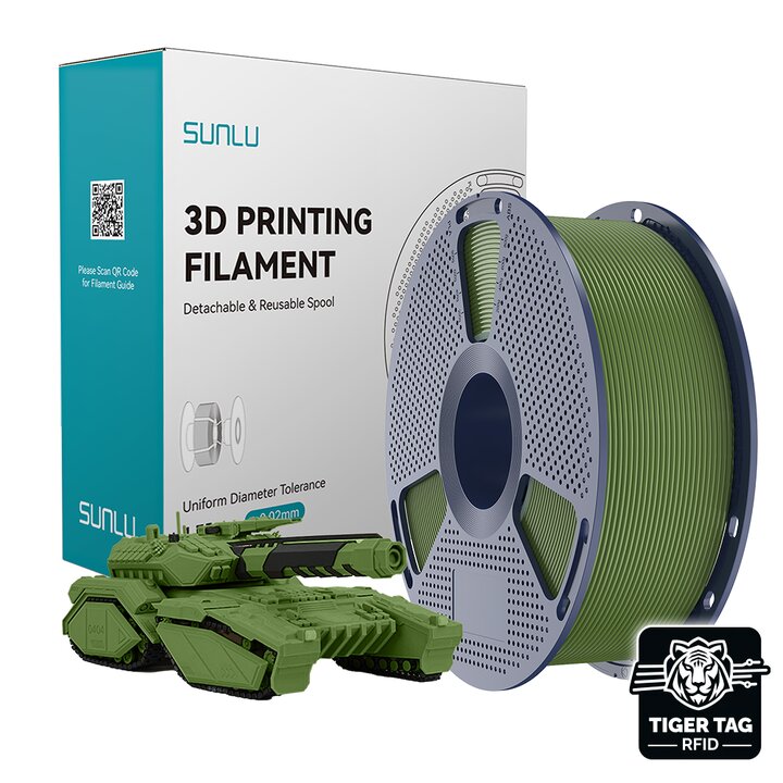 Sunlu - PLA - Vert Olive - 1,75 mm - 1 kg avec RFID TigerTag | Ma