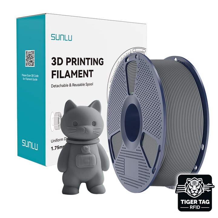 Sunlu PLA Matte Gris 1,75mm - RFID TigerTag - Fait main impression 3D
