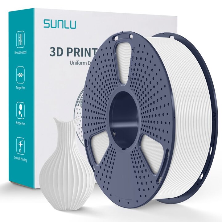 Filament PLA+ Sunlu Blanc - 1,75 mm - 1 kg - Fait main impression 3D