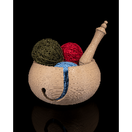 Wooden Kit Yarn Bowl and Hook Case