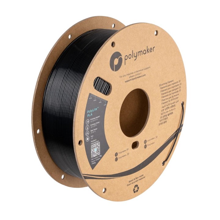 Polymaker - PolyLite Silk PLA - Noir (Black) - 1,75 mm - 1 kg | Espace