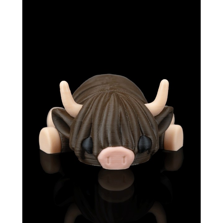 Highland Cow In Field Nest | Impression 3D Artisanale Occitanie