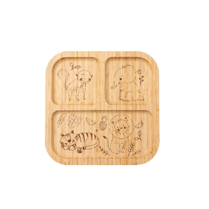 Assiette Bambou - Carrée gravé personnalisé | Maison Drabiec