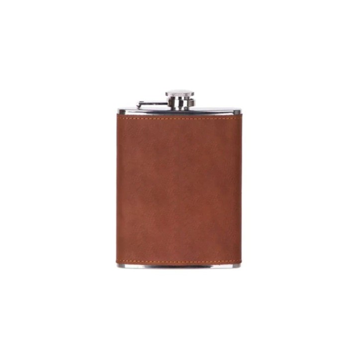 Flasque similicuir marron à personnaliser | Maison Drabiec